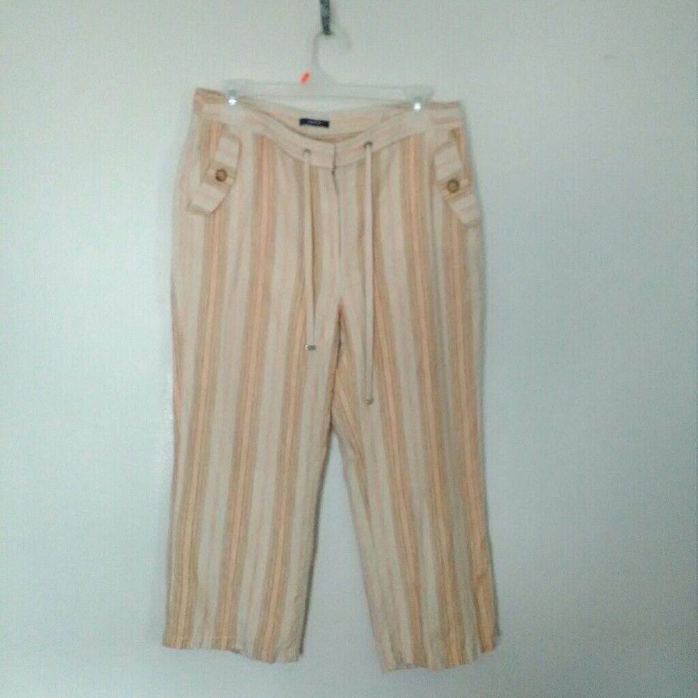 Nautica striped linen cropped pants